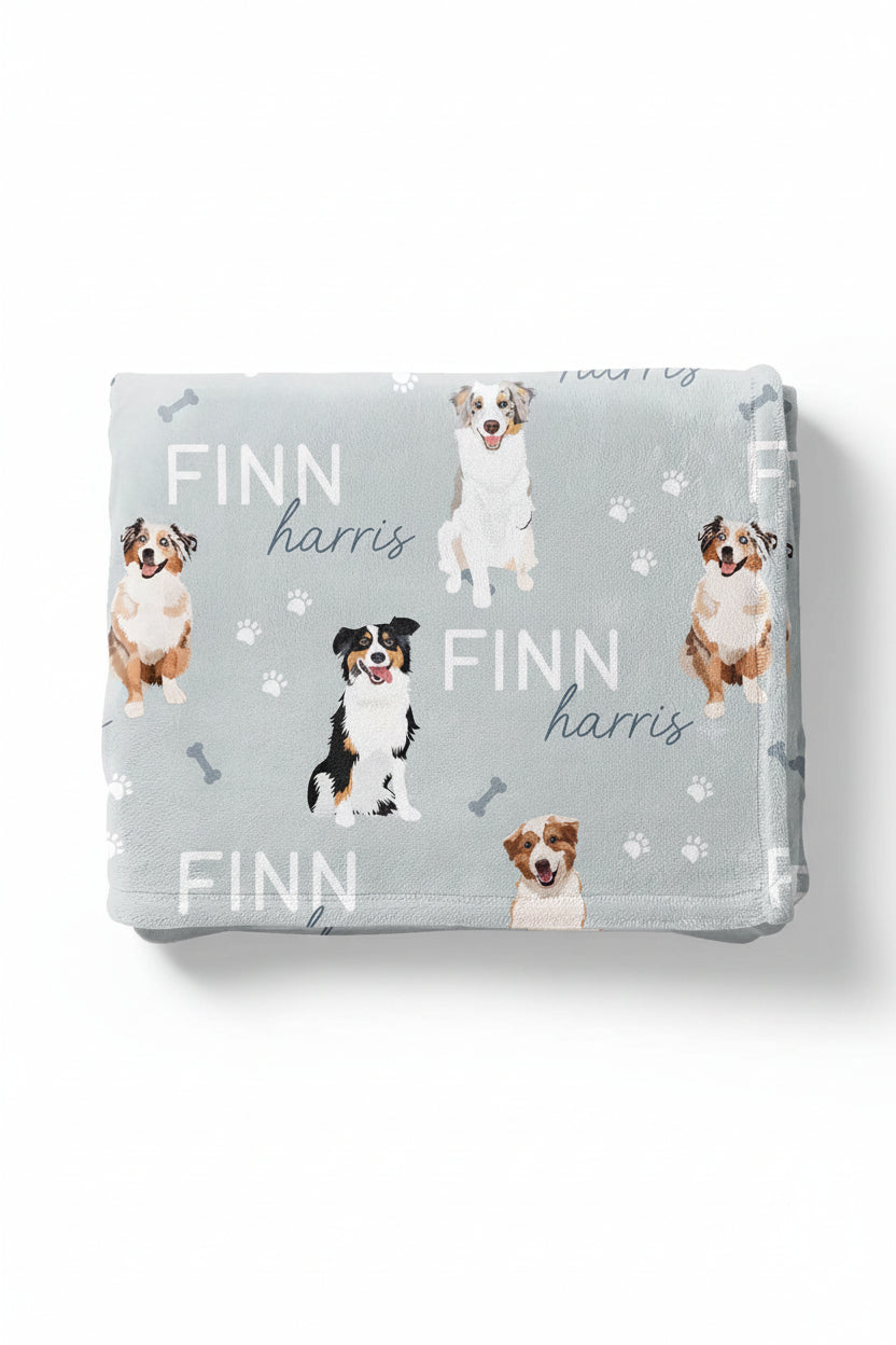 Personalized Kids Blanket | Australian Shepherd