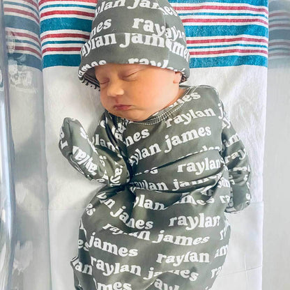 Solid Avocado Personalized Newborn Baby Knot Gown