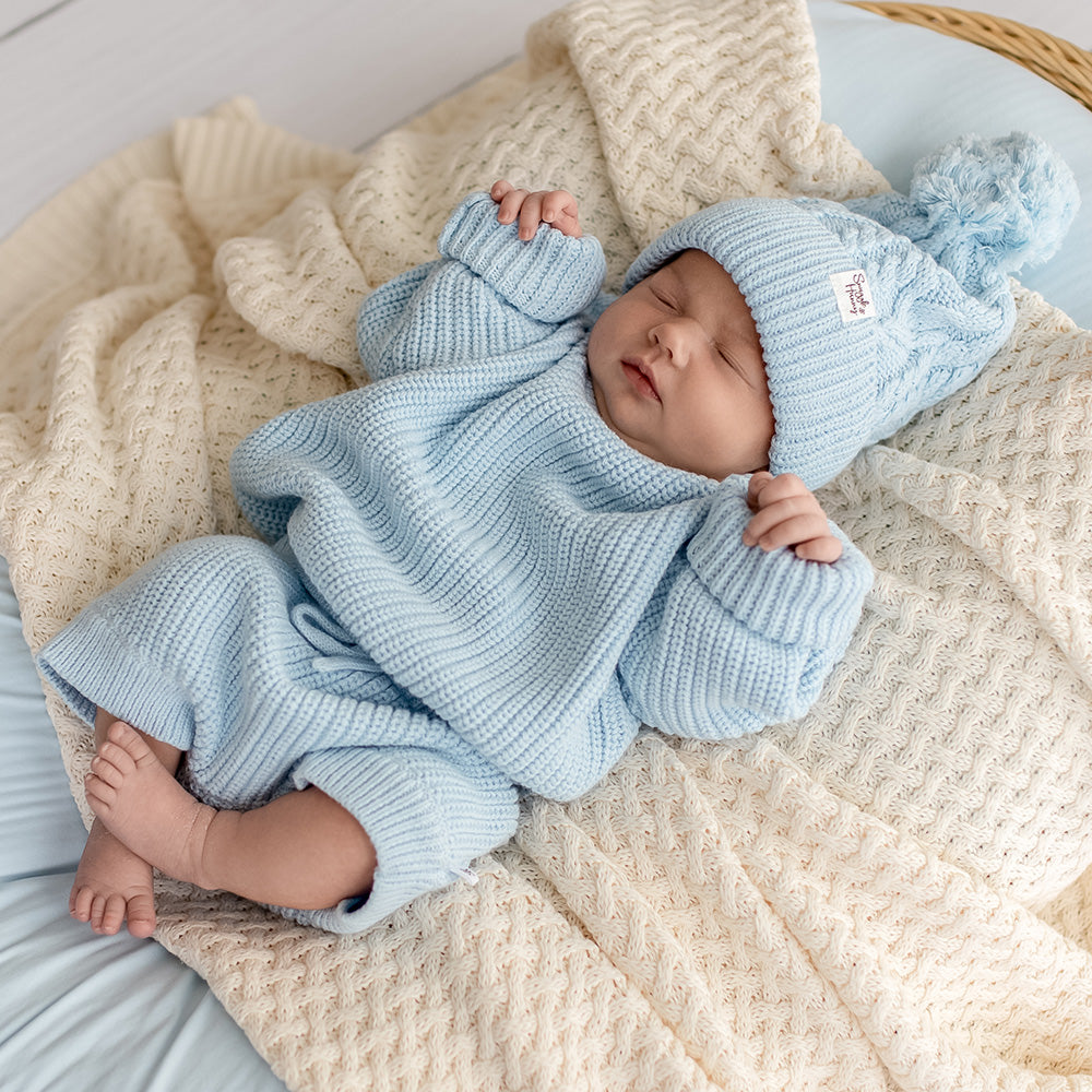 Baby Blue Organic Cotton Knit Shorts