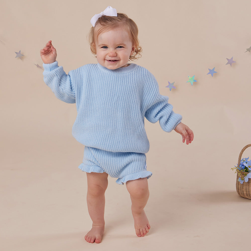 Baby Blue Organic Cotton Knit Bloomers