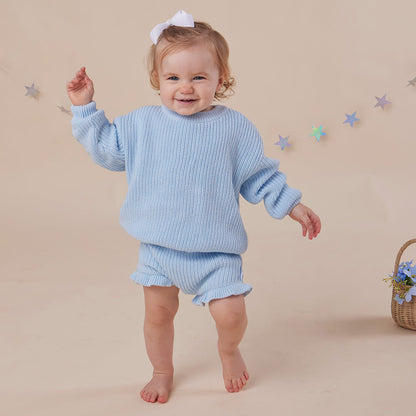 Baby Blue Organic Cotton Knit Bloomers