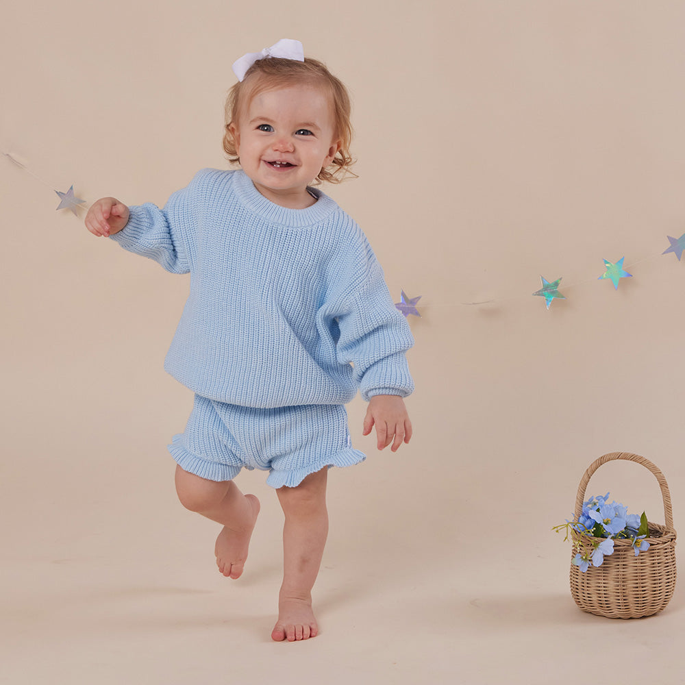 Baby Blue Organic Cotton Knit Bloomers