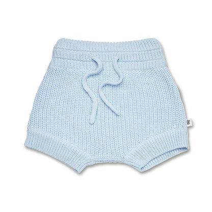 Baby Blue Organic Cotton Knit Shorts