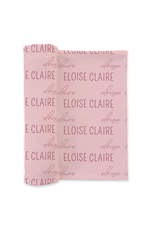 Personalized Baby Pink Baby Name Swaddle Blanket