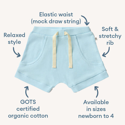 Baby Blue Organic Shorts