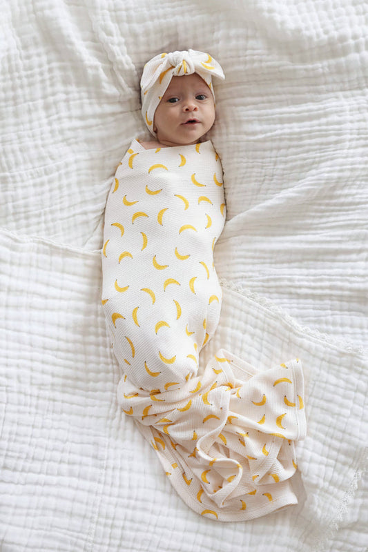 Go Bananas Bamboo Waffle Knit Large Bow Headwrap