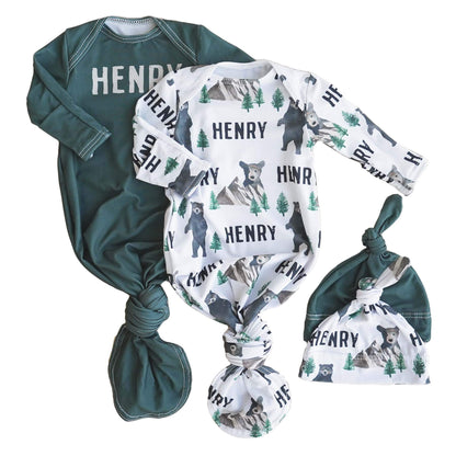 Brody's Personalized Newborn Baby Knot Gown