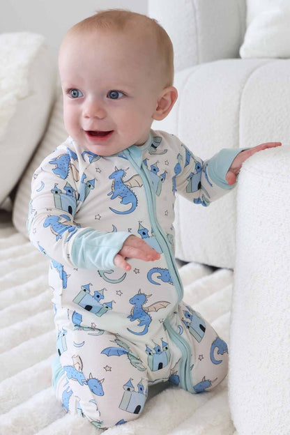 Dragon Adventure Convertible Zip Romper | Blue