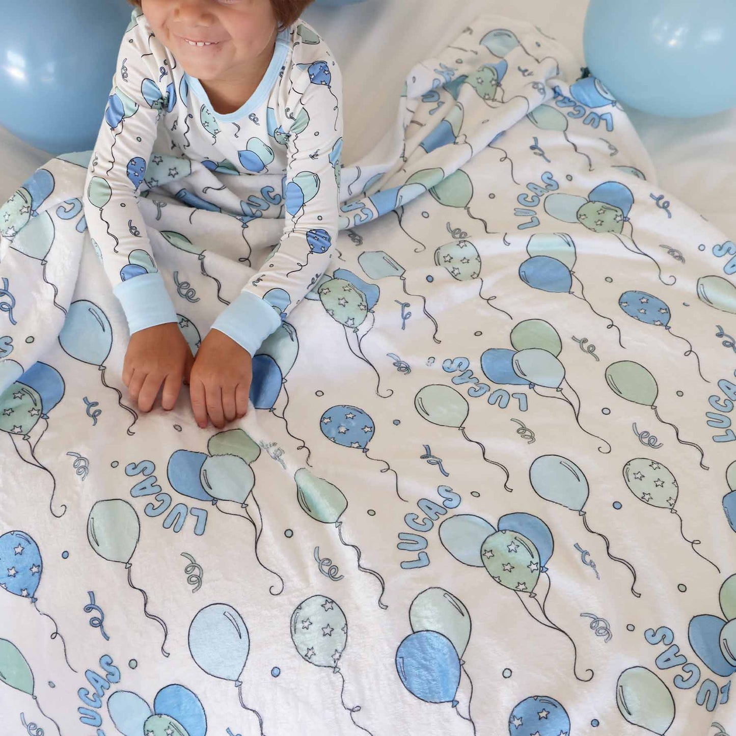 Party Time Personalized Kids Blanket | Blue