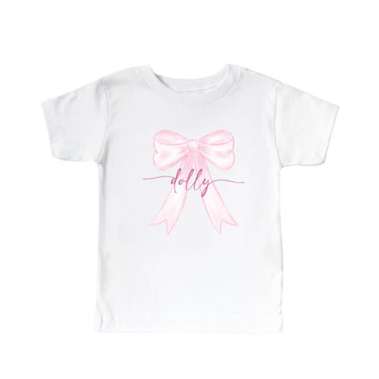Personalized Bow Kids Graphic Tee | White