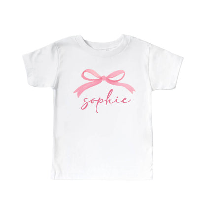 Personalized Bow Kids Graphic Tee | White