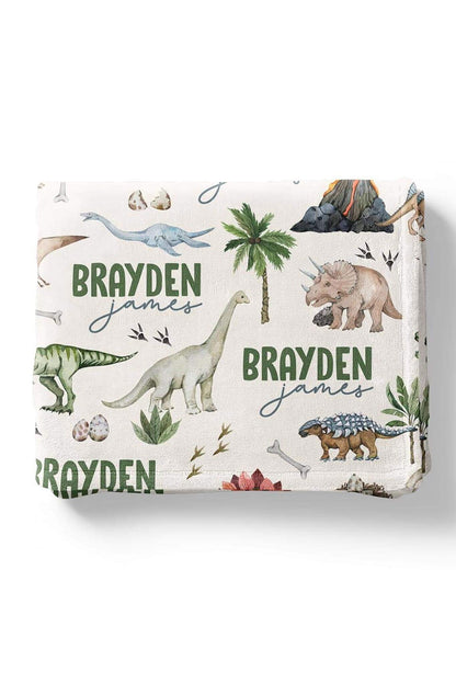 Dino Tracks Personalized Kids Blanket