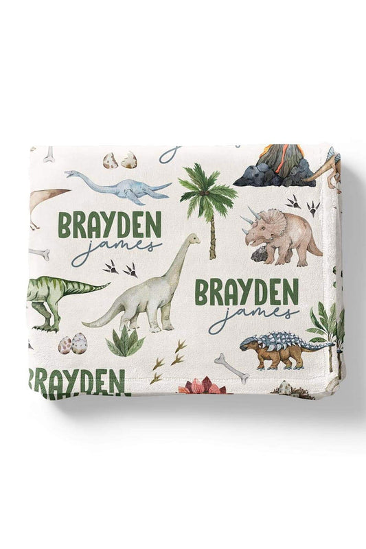 Dino Tracks Personalized Kids Blanket