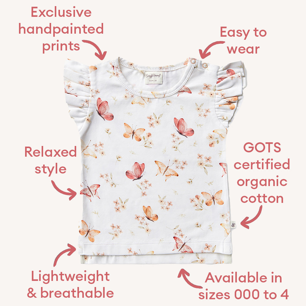 Butterfly Organic T-Shirt with Frill