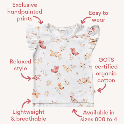 Butterfly Organic T-Shirt with Frill