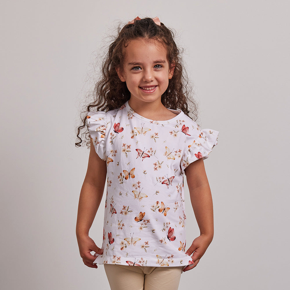 Butterfly Organic T-Shirt with Frill
