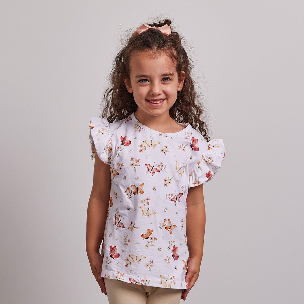 Butterfly Organic T-Shirt with Frill