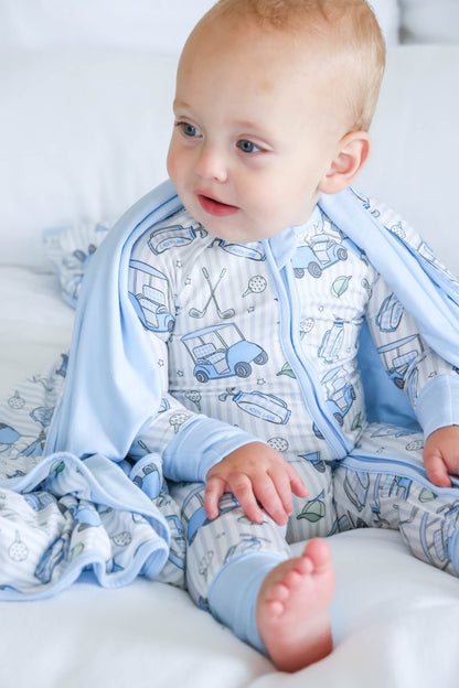 Double Sided Bamboo Blanket | Caddie Crew Blue