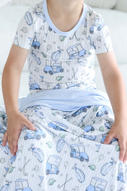 Double Sided Bamboo Blanket | Caddie Crew Blue