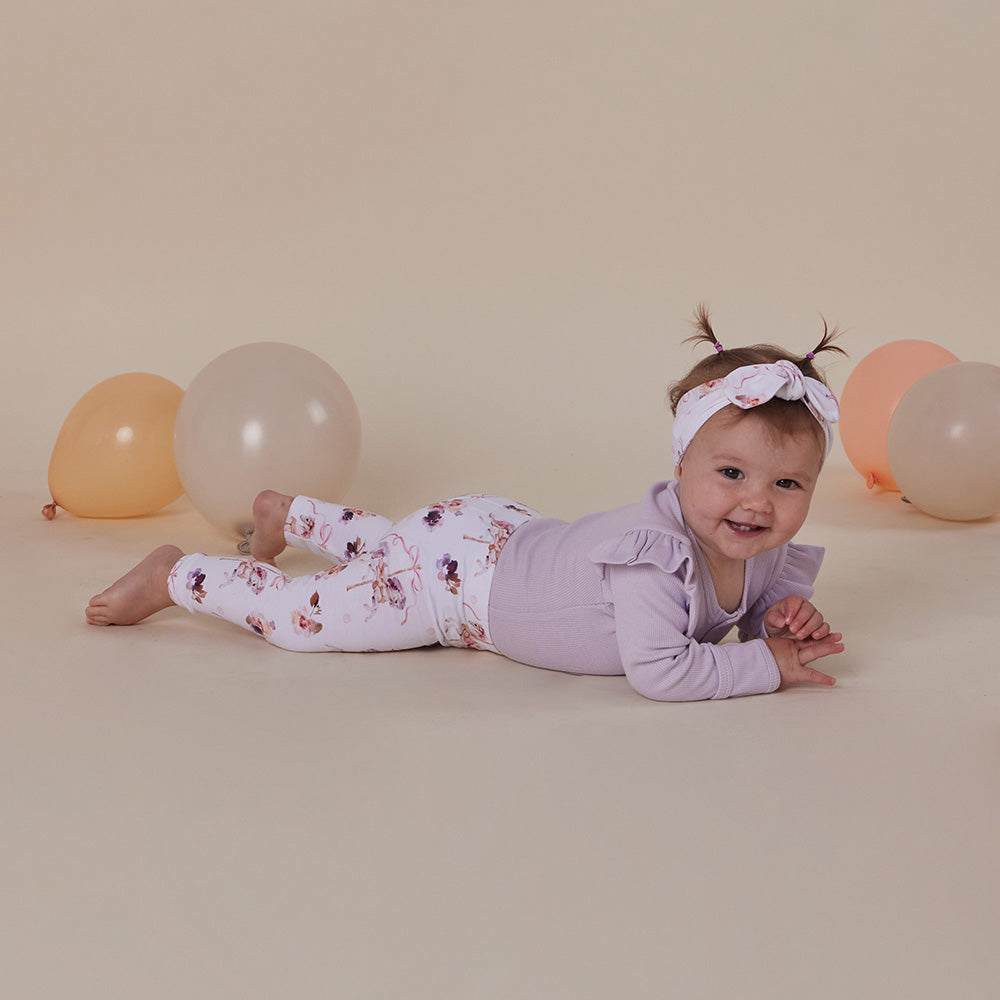 Lavender Rib Long Sleeve Organic Bodysuit with Frill