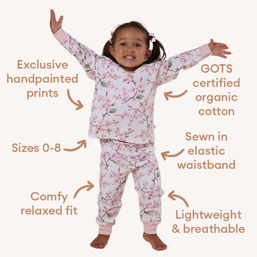 Cherry Blossom Organic Kids Long Sleeve PJ Set