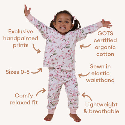 Cherry Blossom Organic Kids Long Sleeve PJ Set