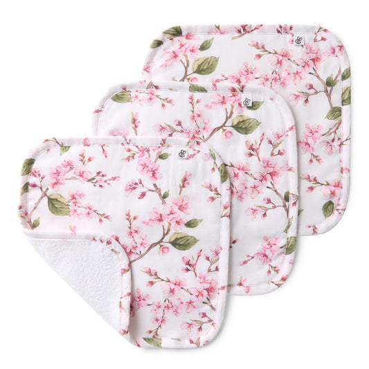 Cherry Blossom Organic Wash Cloths - 3 Pack