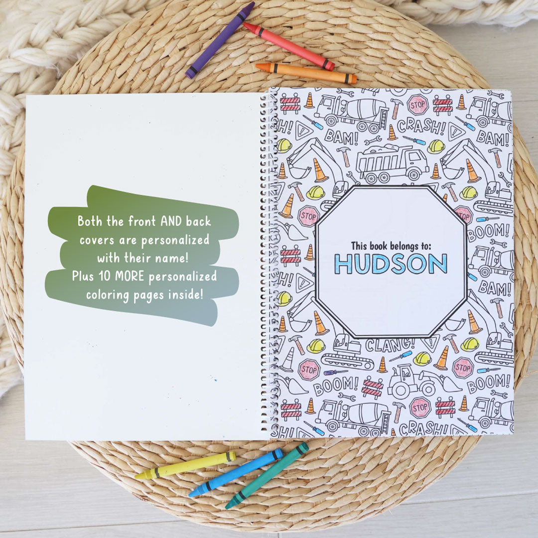 Personalized Coloring Book | Construction Zone