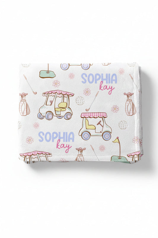 Country Club Cuties Personalized Kids Blanket | Pink