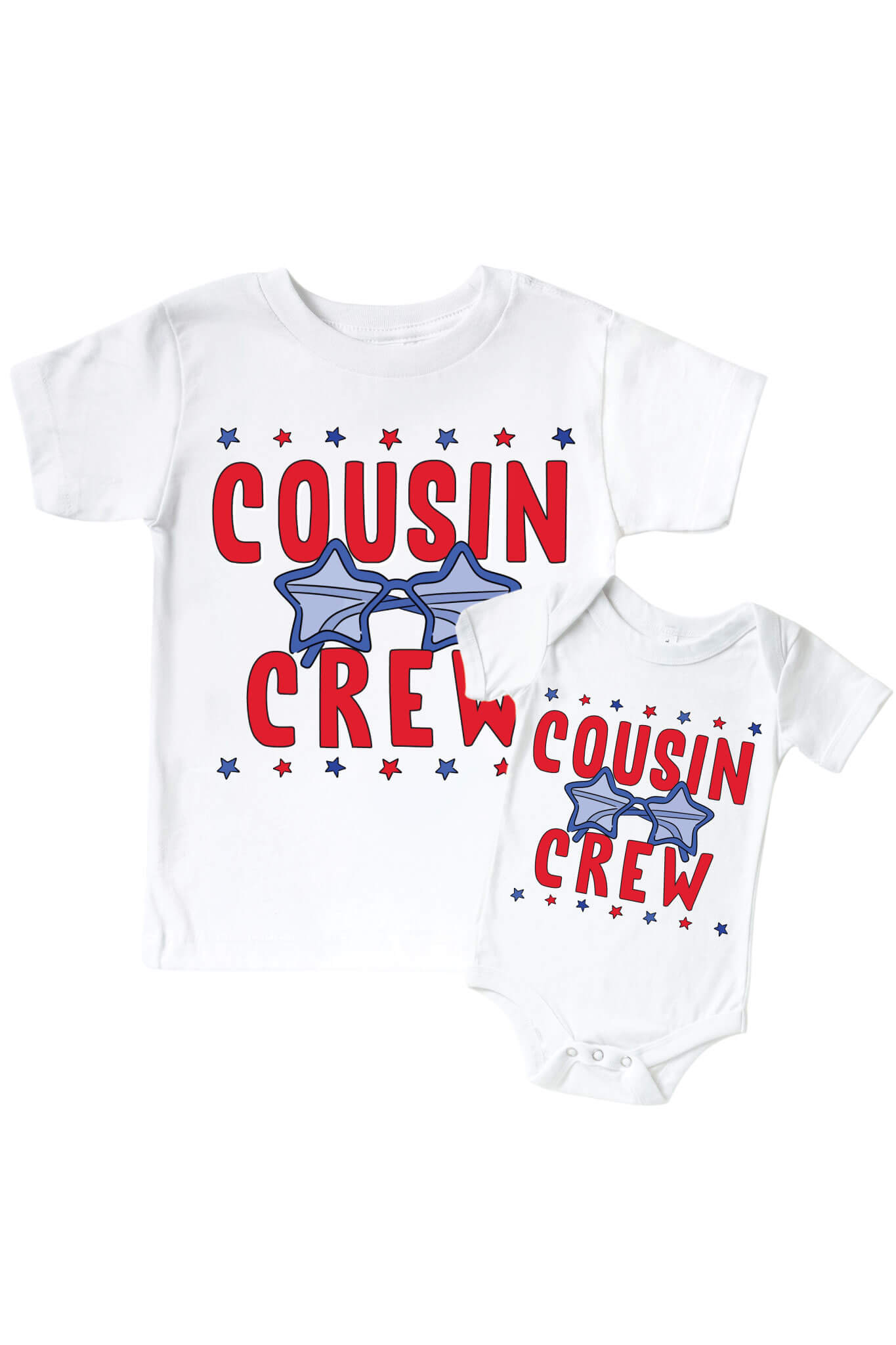 Red & White Cousin Crew Graphic Bodysuit & Kids Tee | White