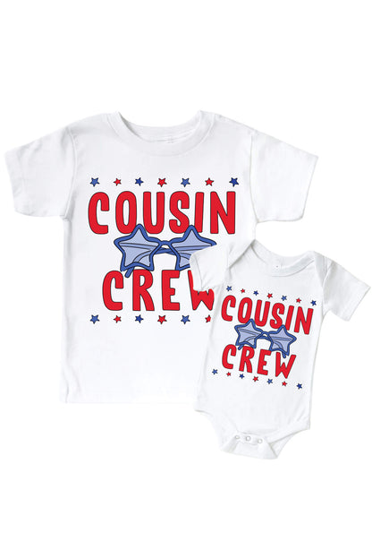Red & White Cousin Crew Graphic Bodysuit & Kids Tee | White