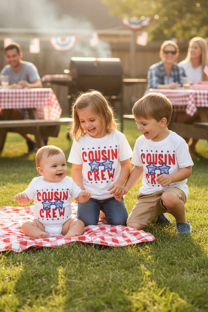 Red & White Cousin Crew Graphic Bodysuit & Kids Tee | White
