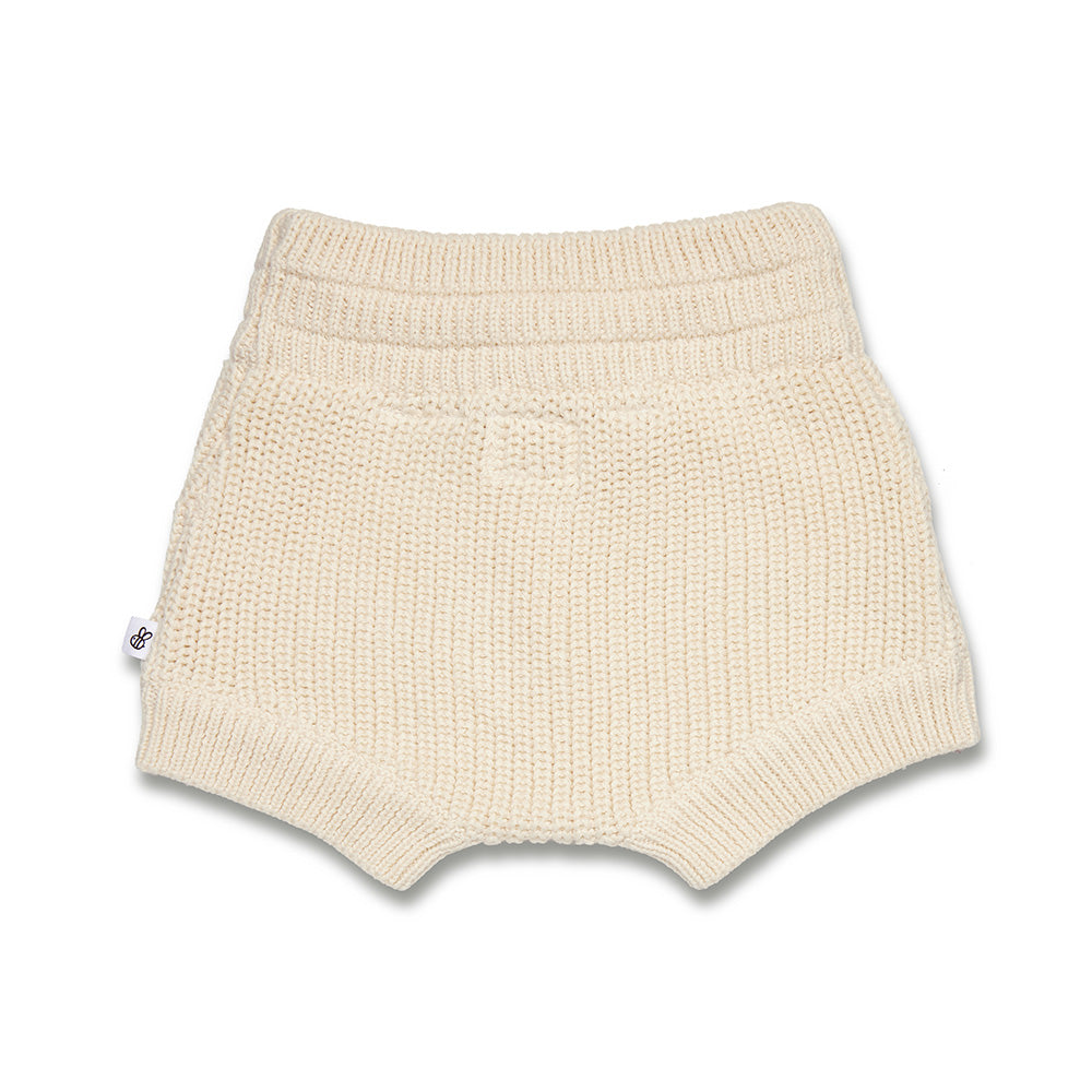 Cream Organic Cotton Knit Shorts