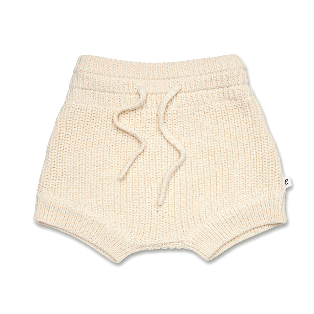 Cream Organic Cotton Knit Shorts