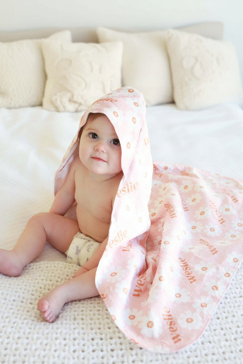 Personalized Hooded Towel | Peach Dream