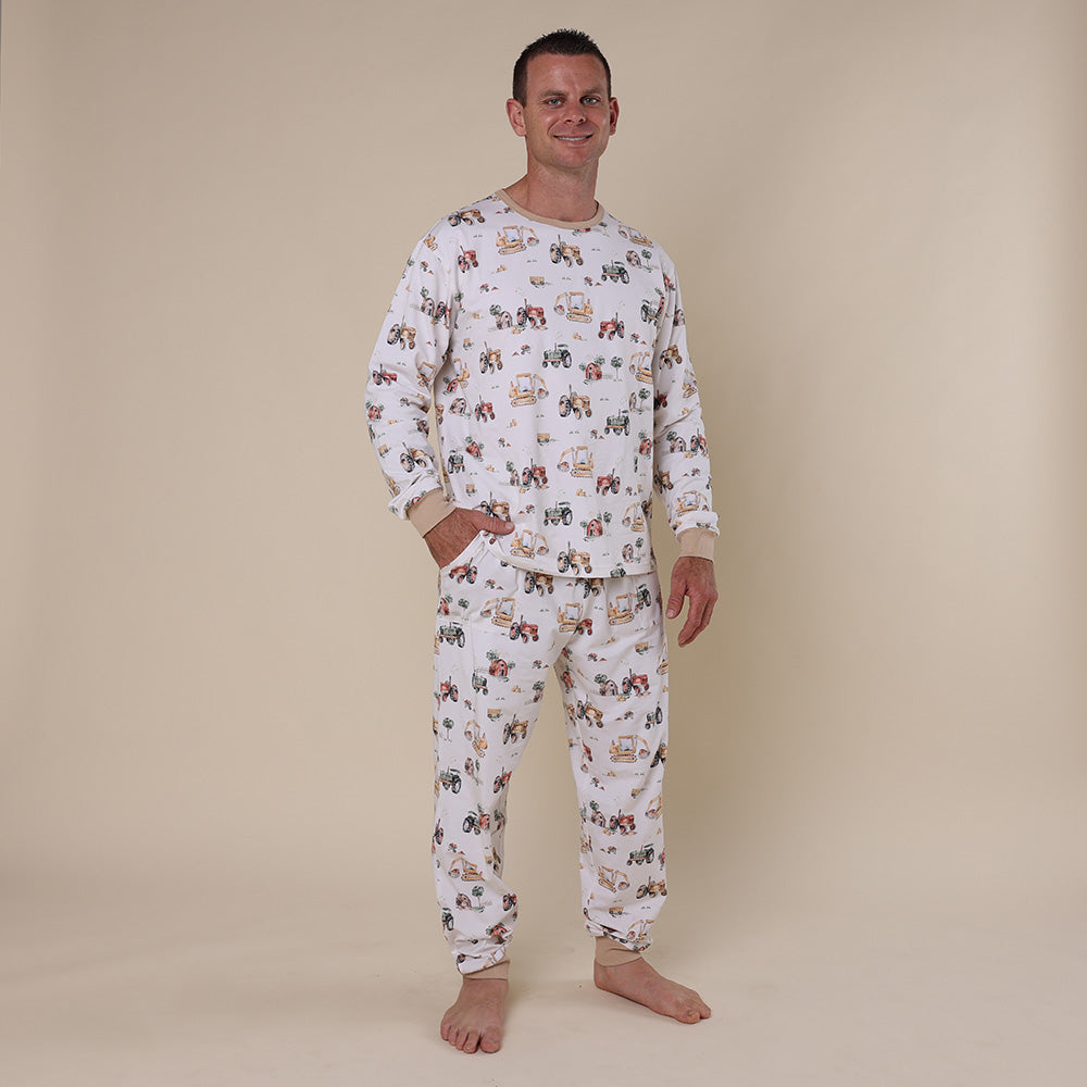 Diggers & Tractors Organic Mens Long Sleeve PJ Set