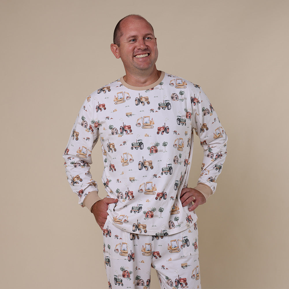 Diggers & Tractors Organic Mens Long Sleeve PJ Set