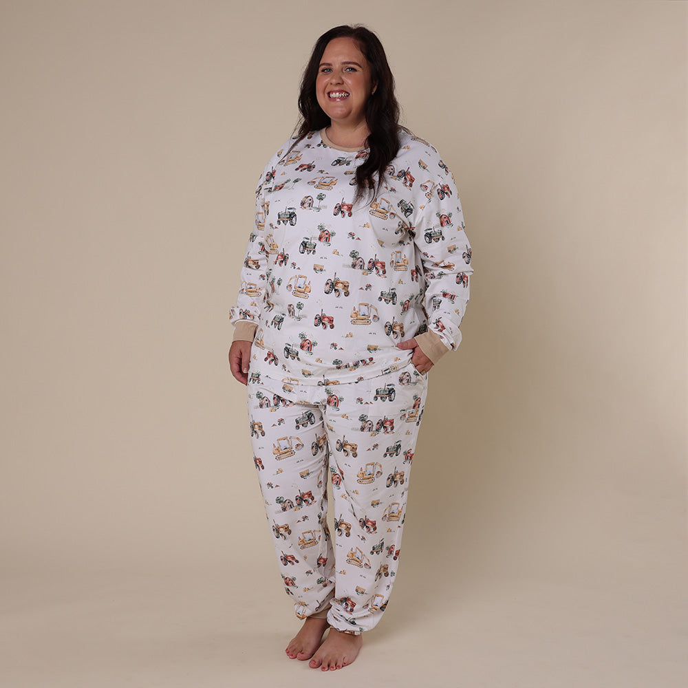 Diggers & Tractors Organic Womens Long Sleeve PJ Set