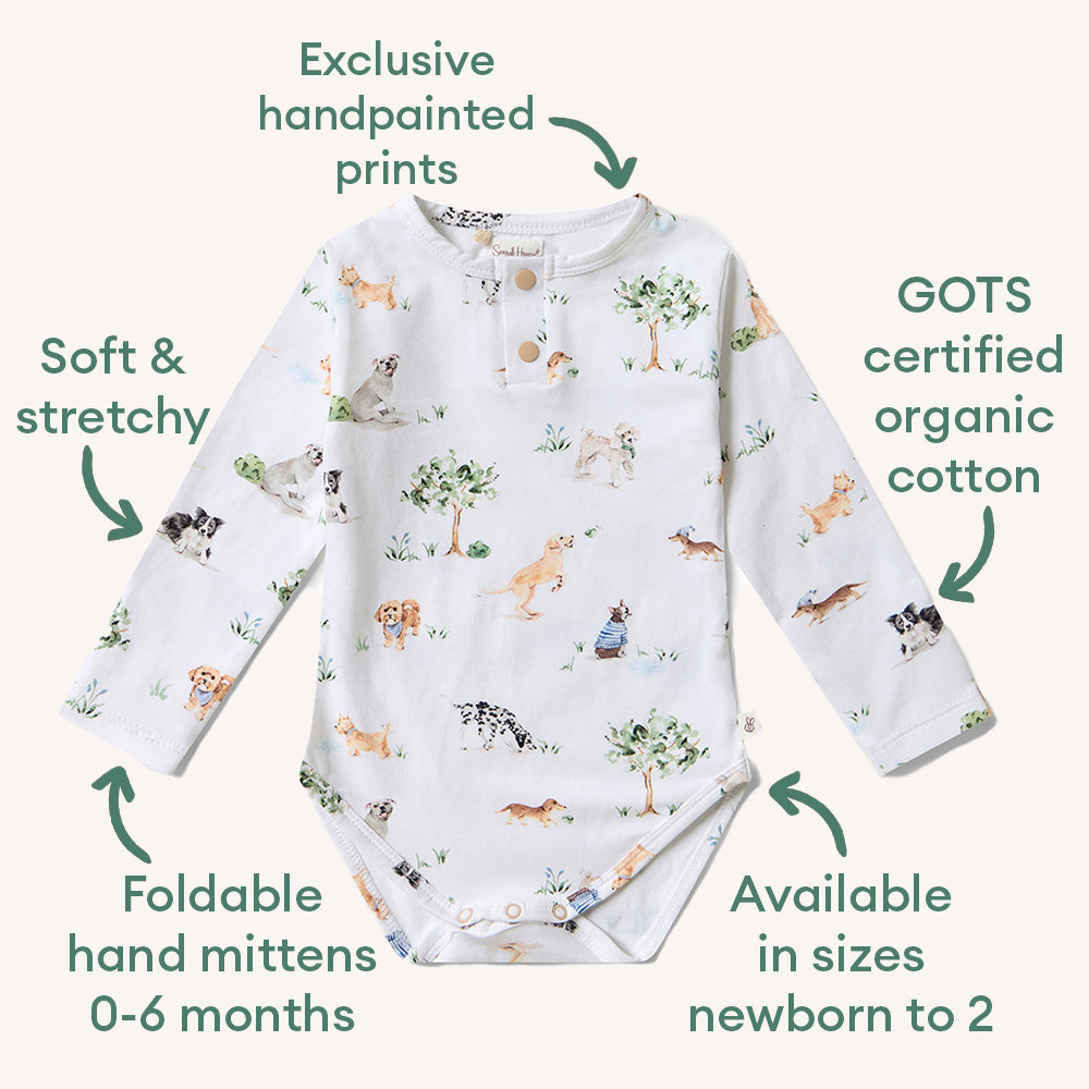 Dog Park Long Sleeve Organic Bodysuit