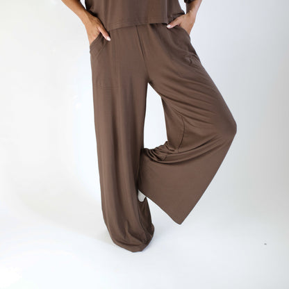 Women's Wide Leg Pant Set in Espresso