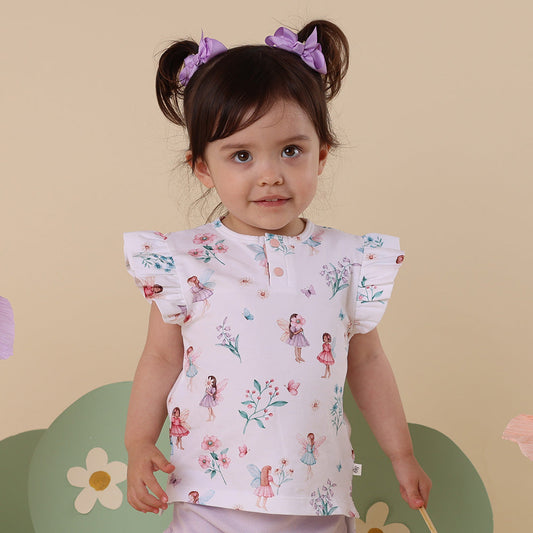 Fairy Garden Organic Short Sleeve Top with Frill