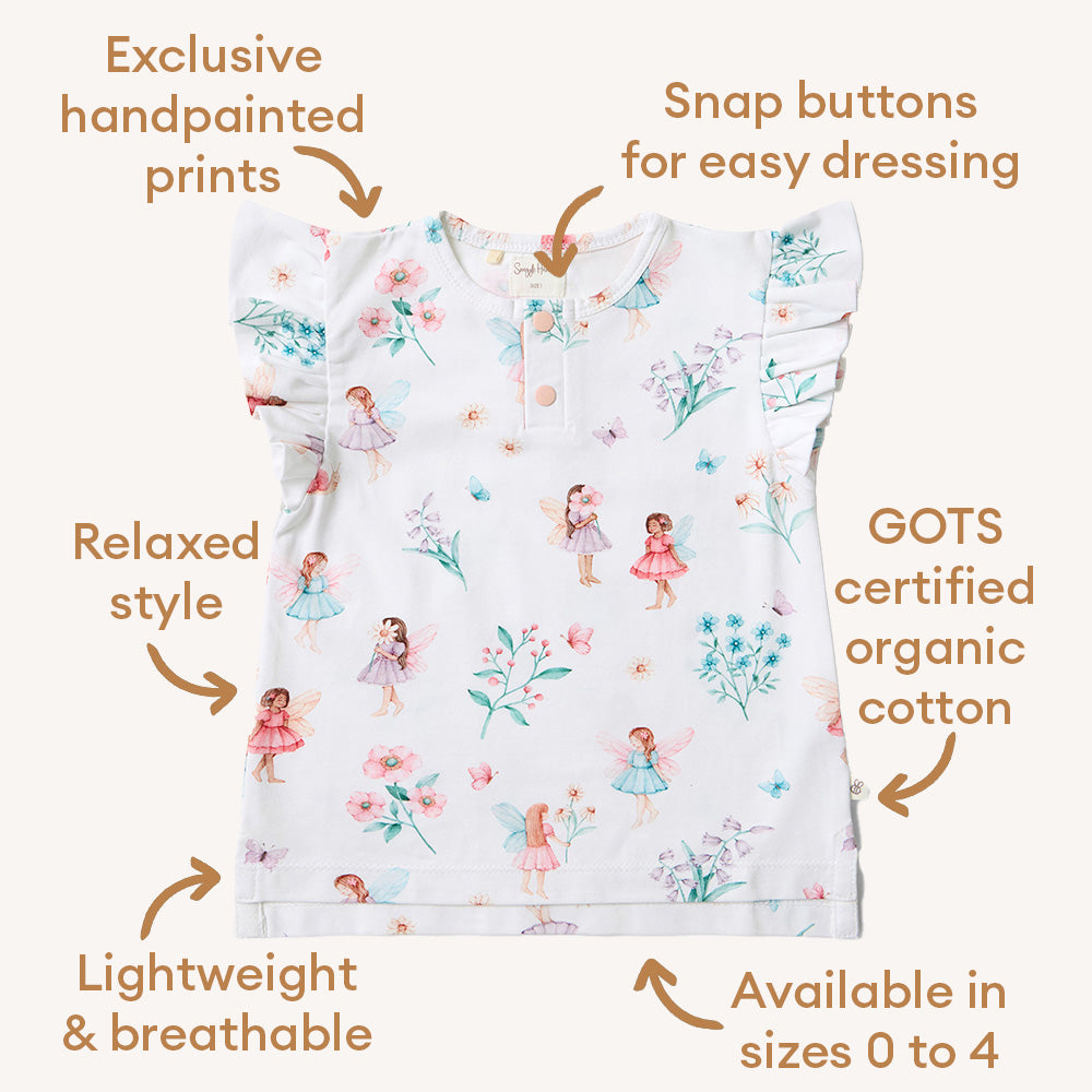 Fairy Garden Organic Short Sleeve Top with Frill