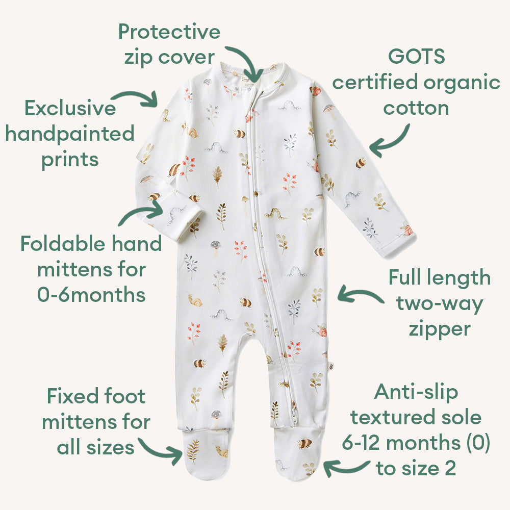 Garden Friends Organic Snuggle Sleepsuit Zip Footie