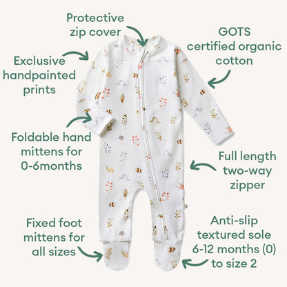 Garden Friends Organic Snuggle Sleepsuit Zip Footie