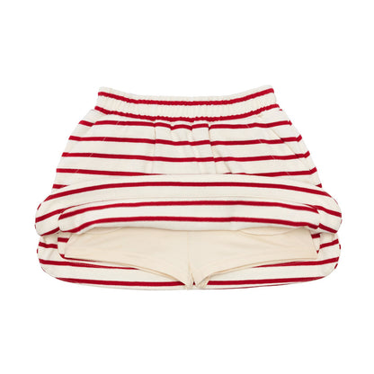 girls cream and red stripe skirt with shorts