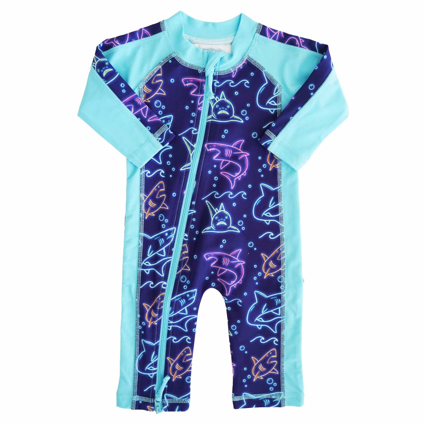 Long Sleeve Rash Guard Swim Romper Full Length | Glow Fins