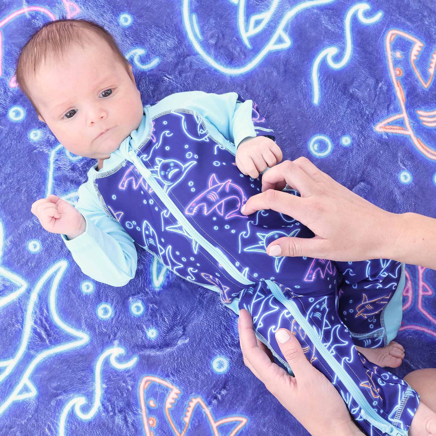 Long Sleeve Rash Guard Swim Romper Full Length | Glow Fins