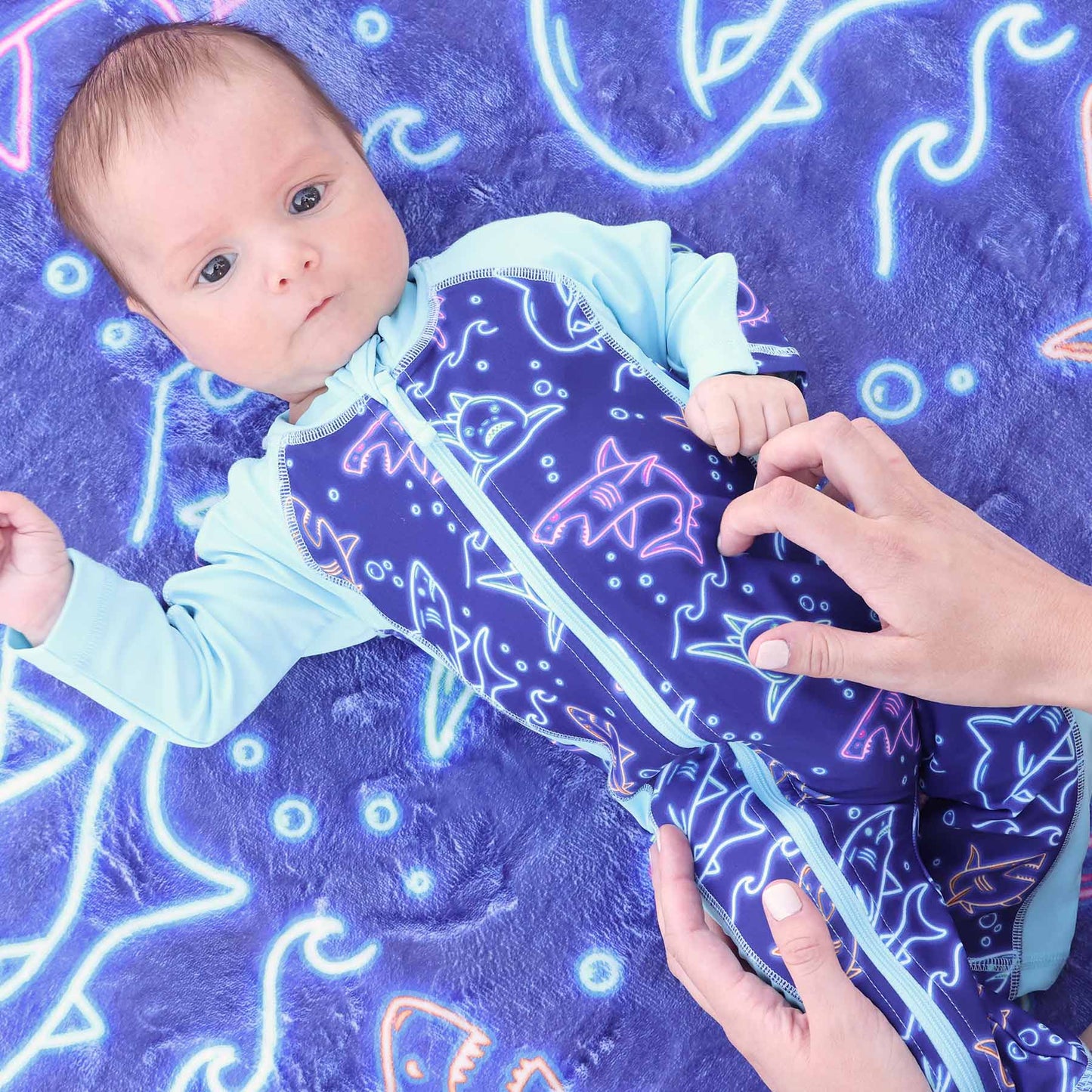 Long Sleeve Rash Guard Swim Romper Full Length | Glow Fins