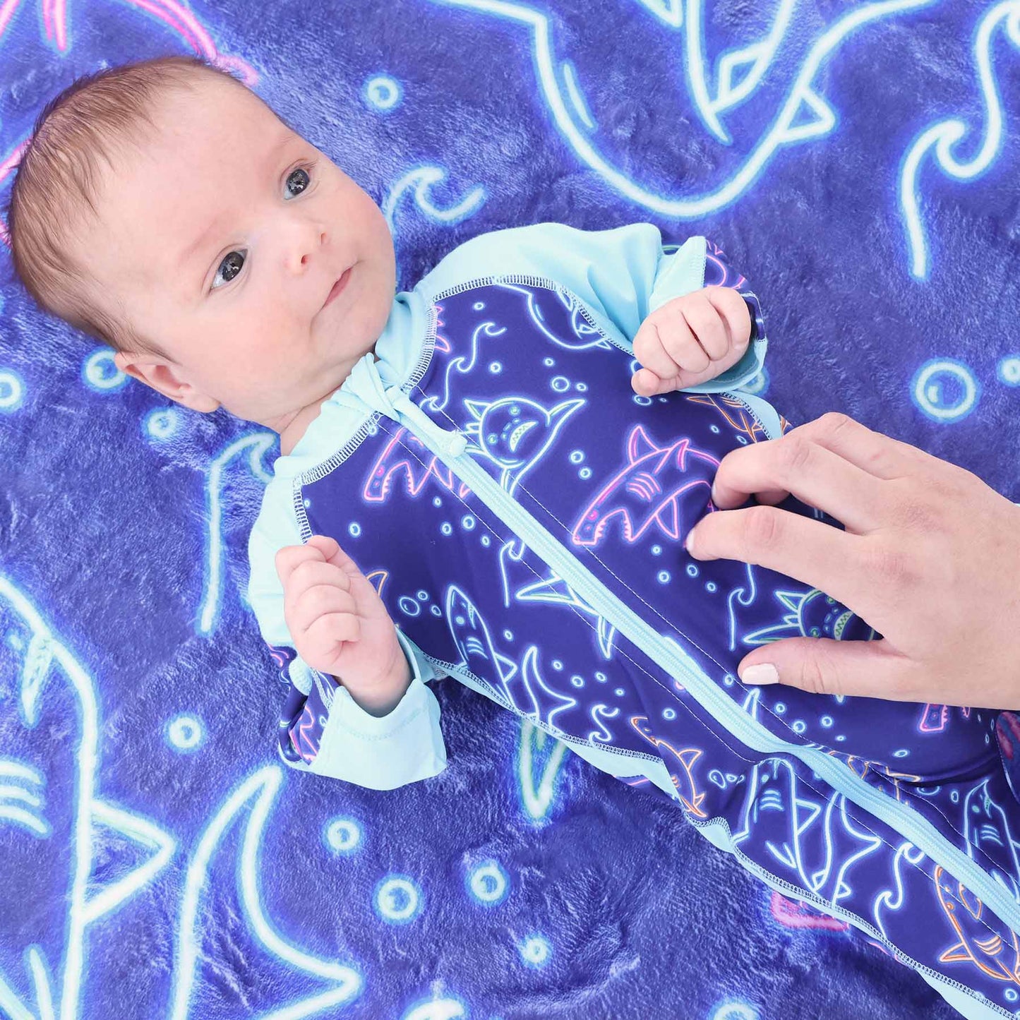 Long Sleeve Rash Guard Swim Romper Full Length | Glow Fins