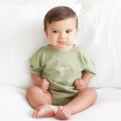 Personalized Short Sleeve Bubble Romper | Earthy Neutrals